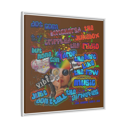drop the beat - framed canvas art (brown)