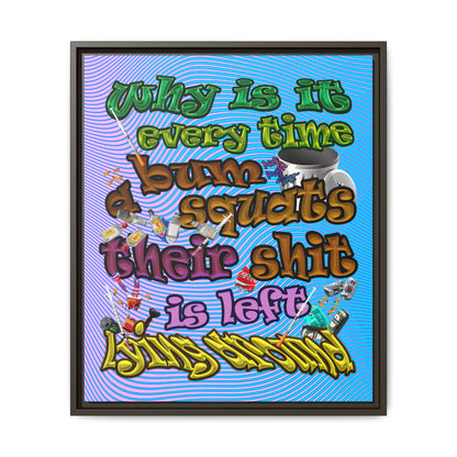 the bum's shit - framed canvas art (light blue-purple wave)