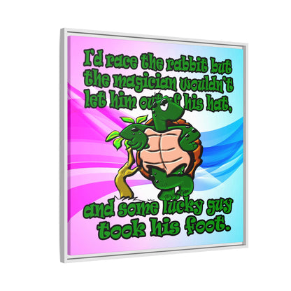 turtle race - framed canvas art (light blue-pink wave)