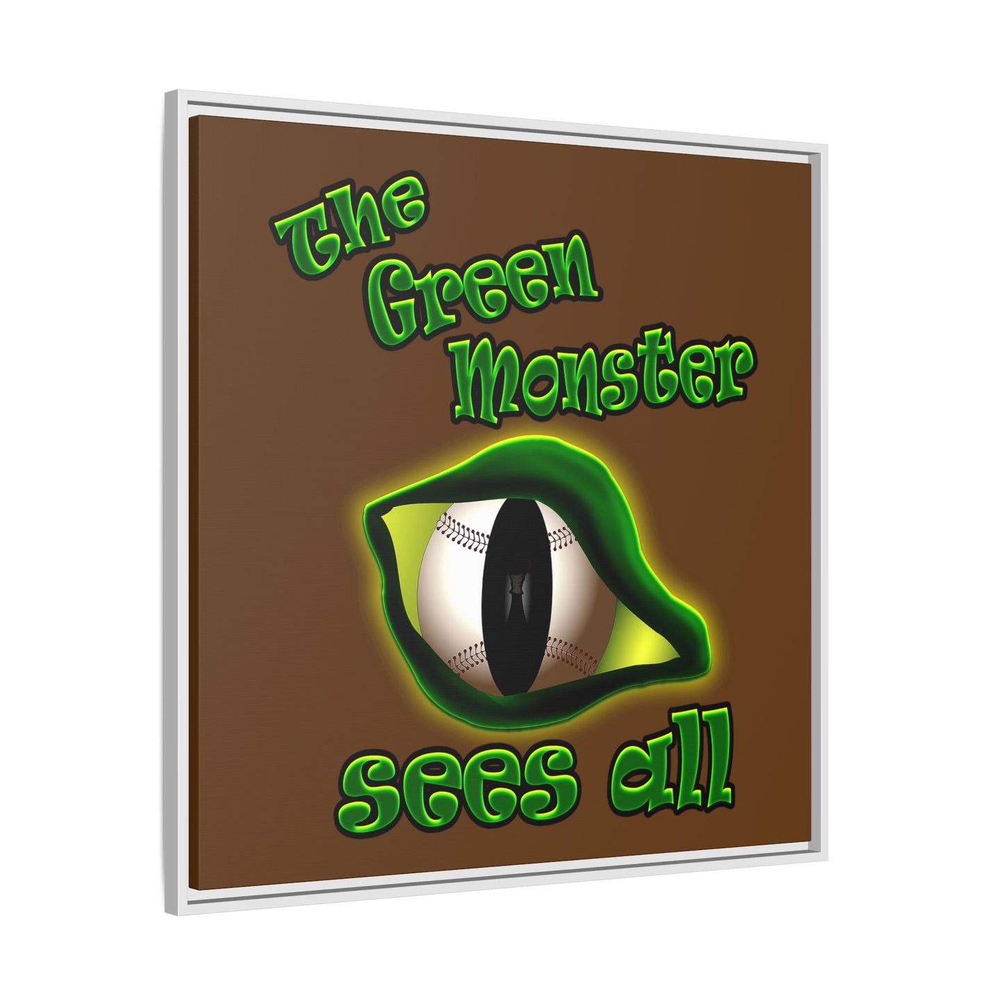 green monster - framed canvas art (brown)
