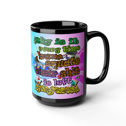 the bum's shit - Black Mug (light blue-pink wave)