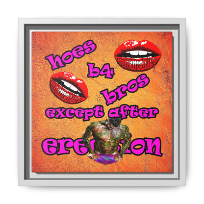hoes b4 bros - framed canvas art (burnt orange)