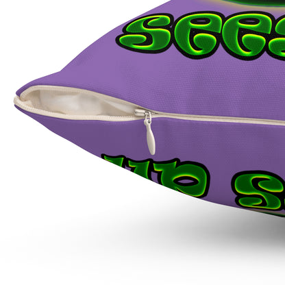 green monster - Spun Polyester Square Pillow - (light purple)