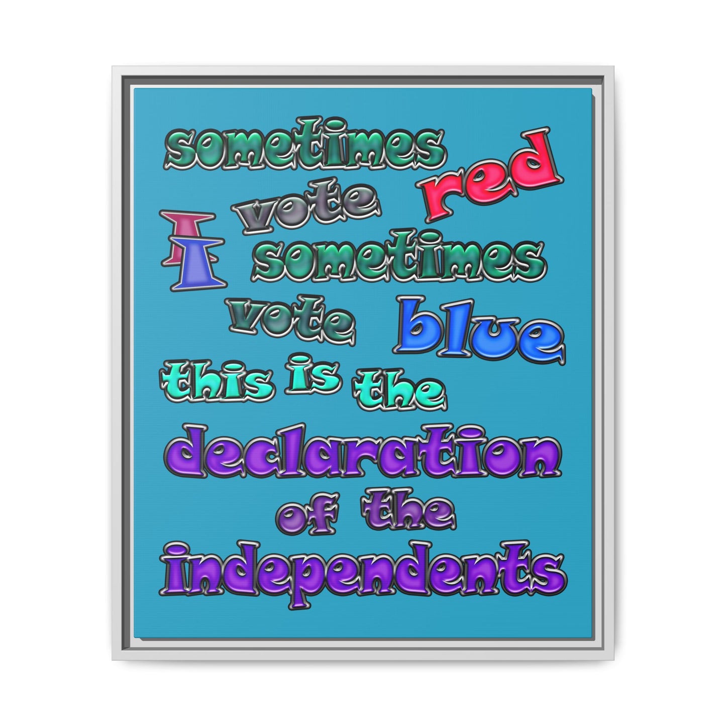 declaration of the independents - framed canvas art (turquoise)