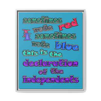 declaration of the independents - framed canvas art (turquoise)