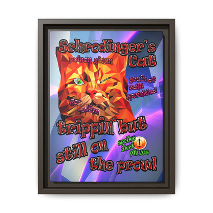 schrodinger's cat - framed canvas art (grey-pink wave)