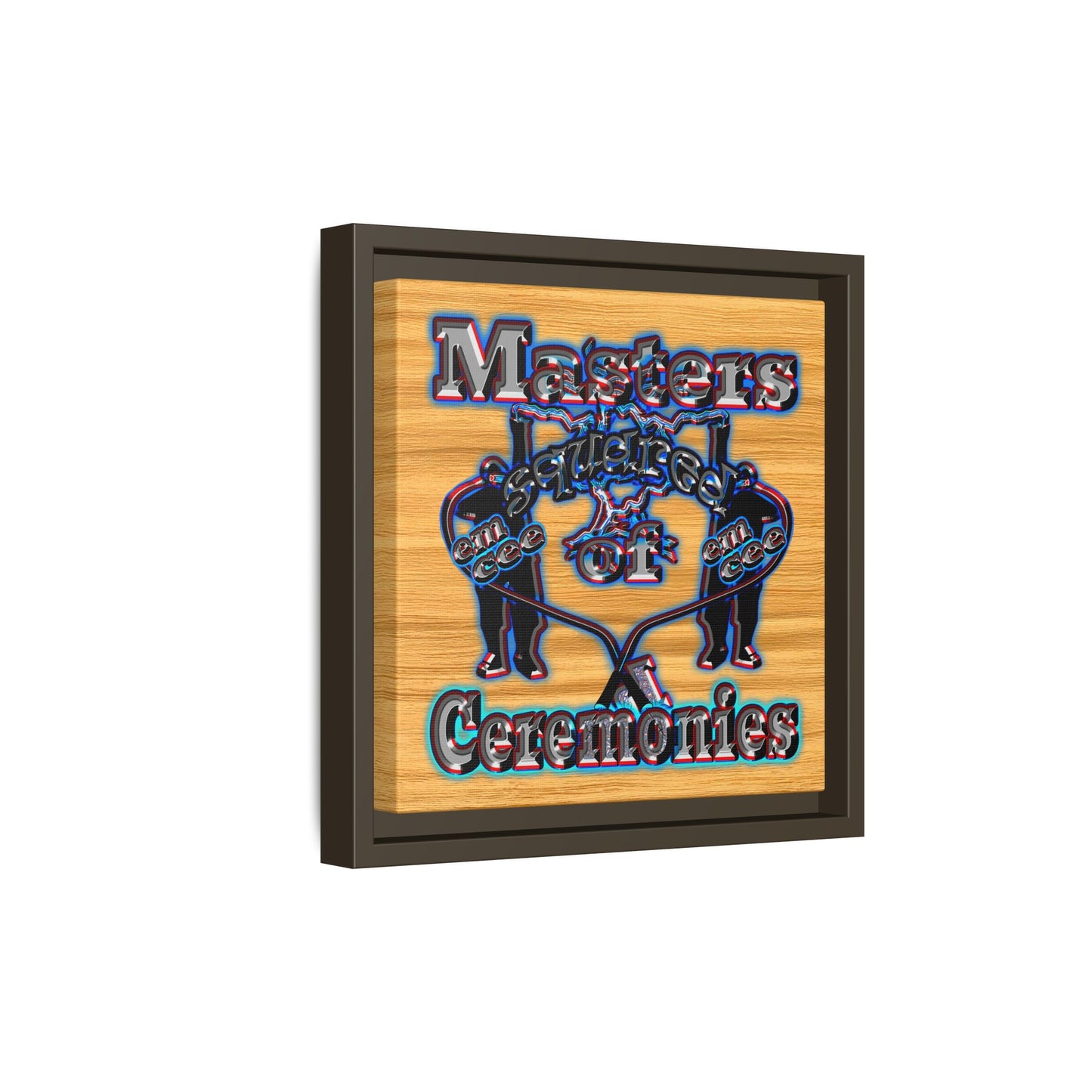 em cee squared - framed canvas art (butterscotch wood finish)
