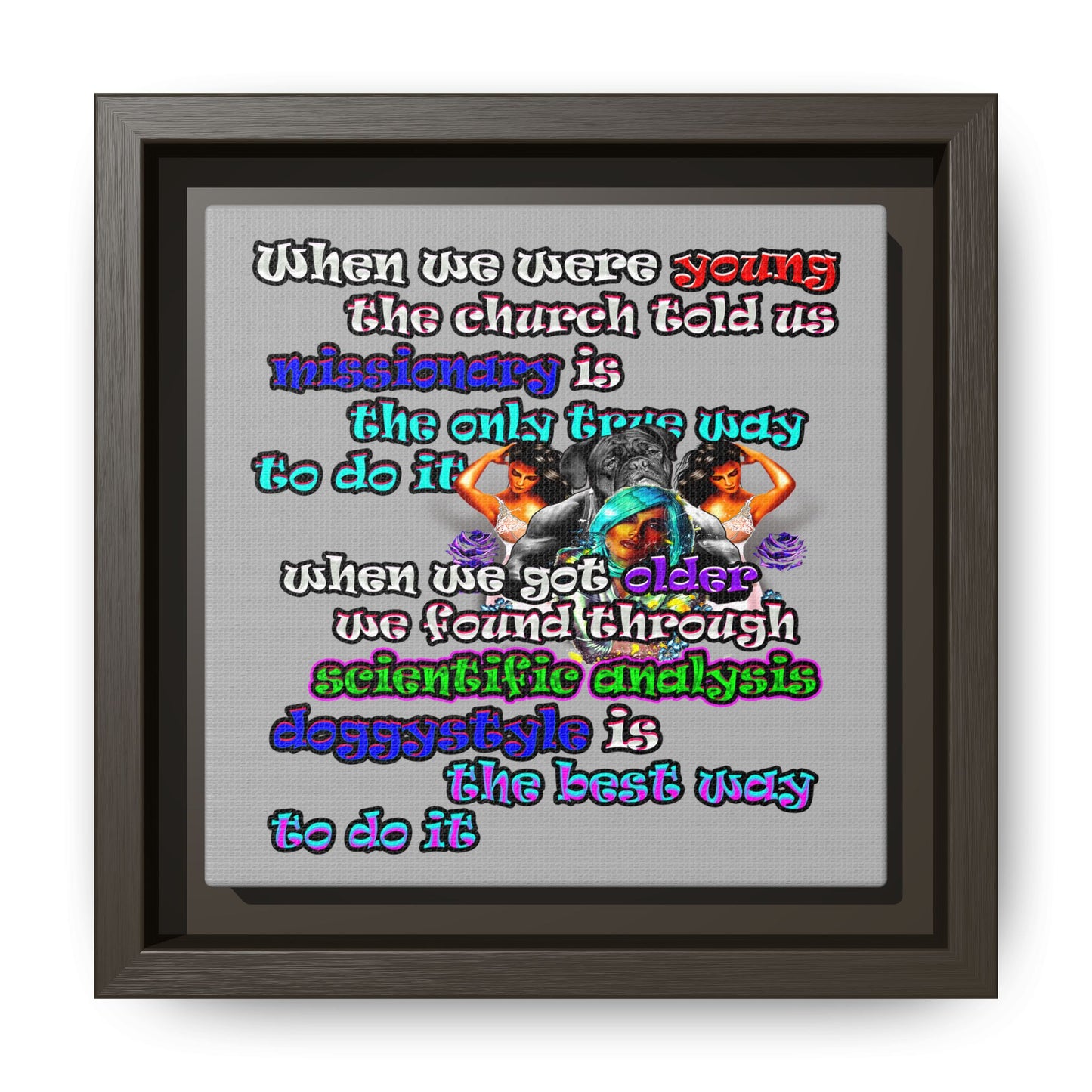 doggystyle - framed canvas art (light grey)