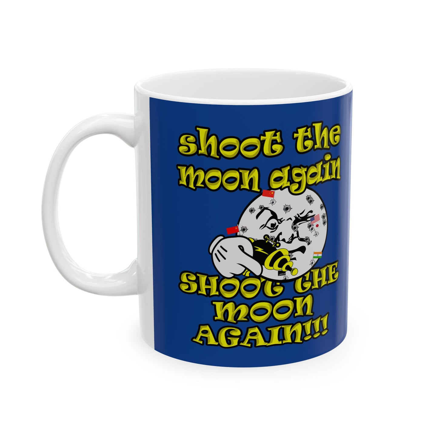 shoot the moon again - White Mug (dark blue)