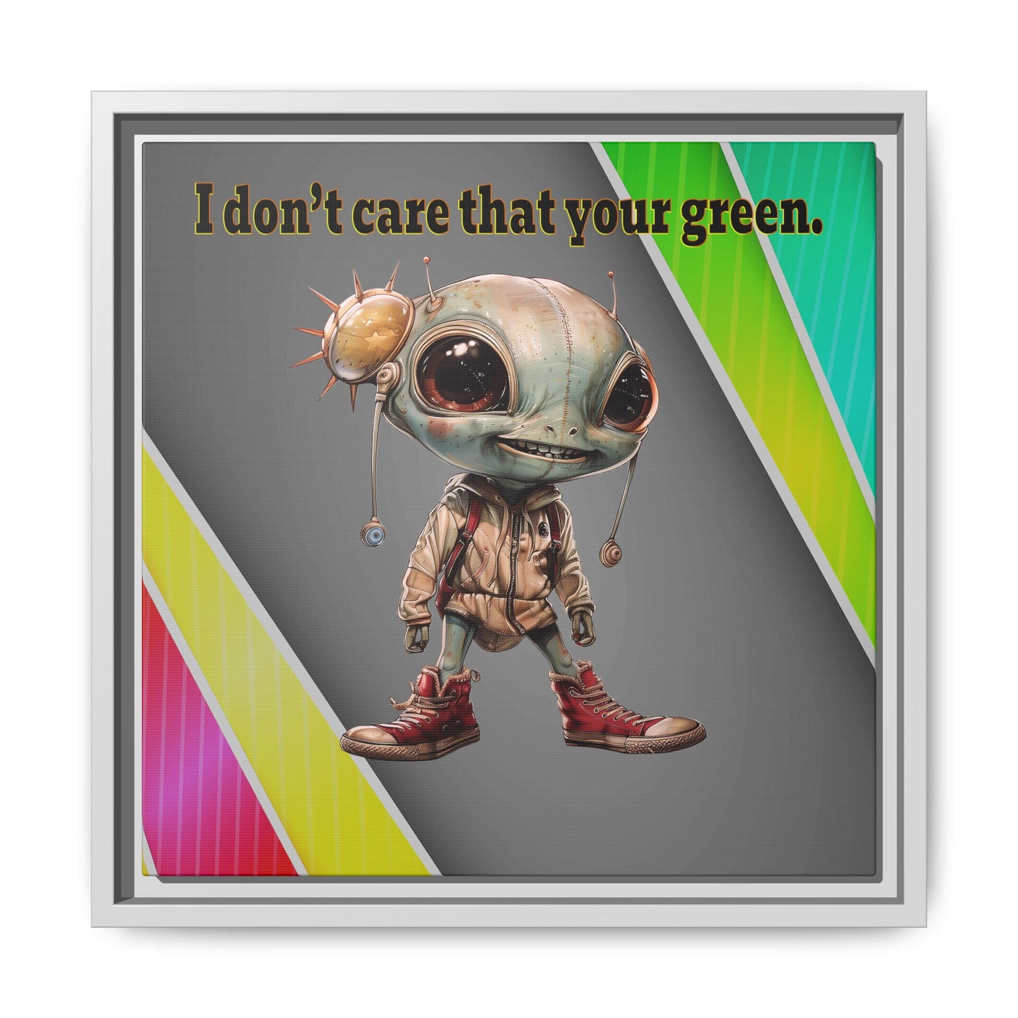 I don't care that your green - framed canvas art (rainbow split)