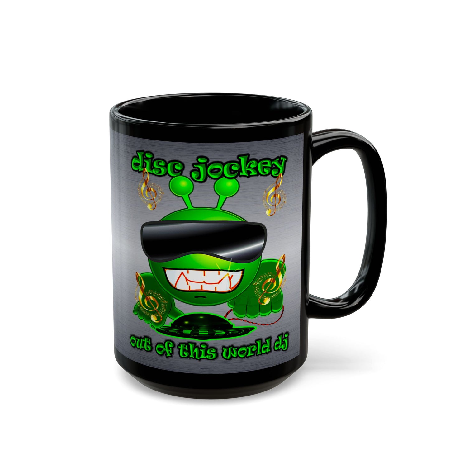 disc jockey - Black Mug (brushed nickel)