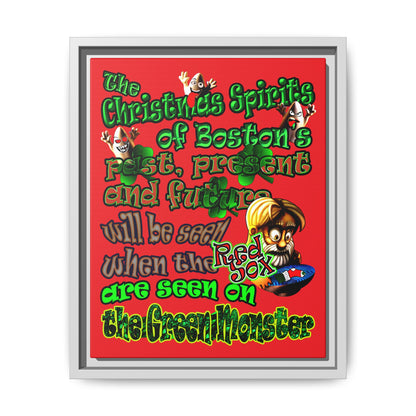 christmas spirits of boston - framed canvas art (red)