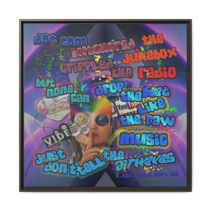 drop the beat - framed canvas art (grey-pink wave)