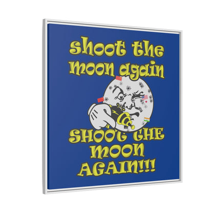shoot the moon again - framed canvas art (dark blue)