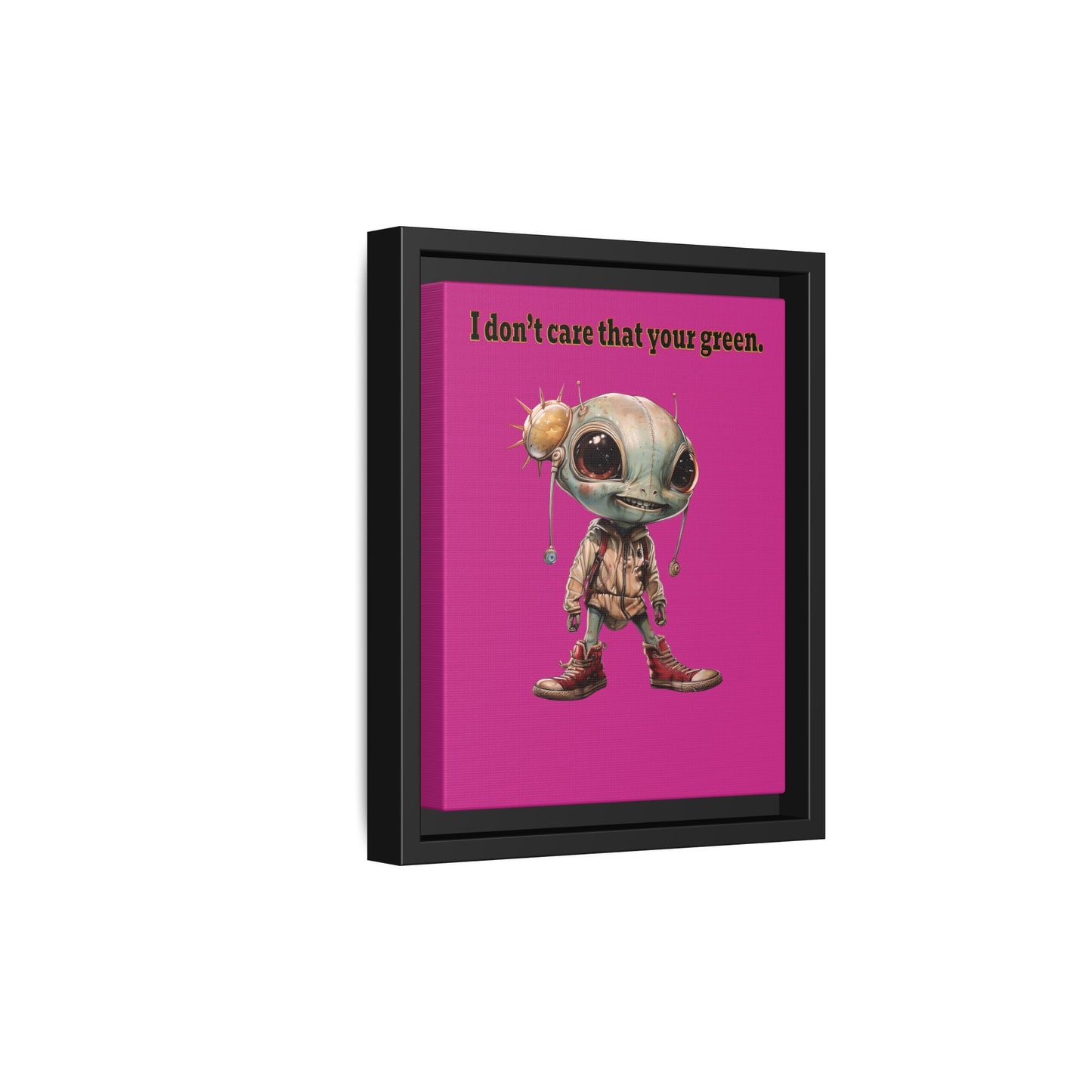 I don't care that your green - framed canvas art (pink)