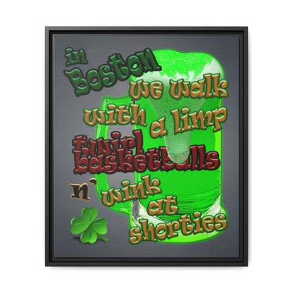 celtics logo - framed canvas art (grey-light grey)