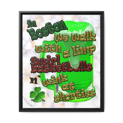 celtics logo - framed canvas art (white marble)