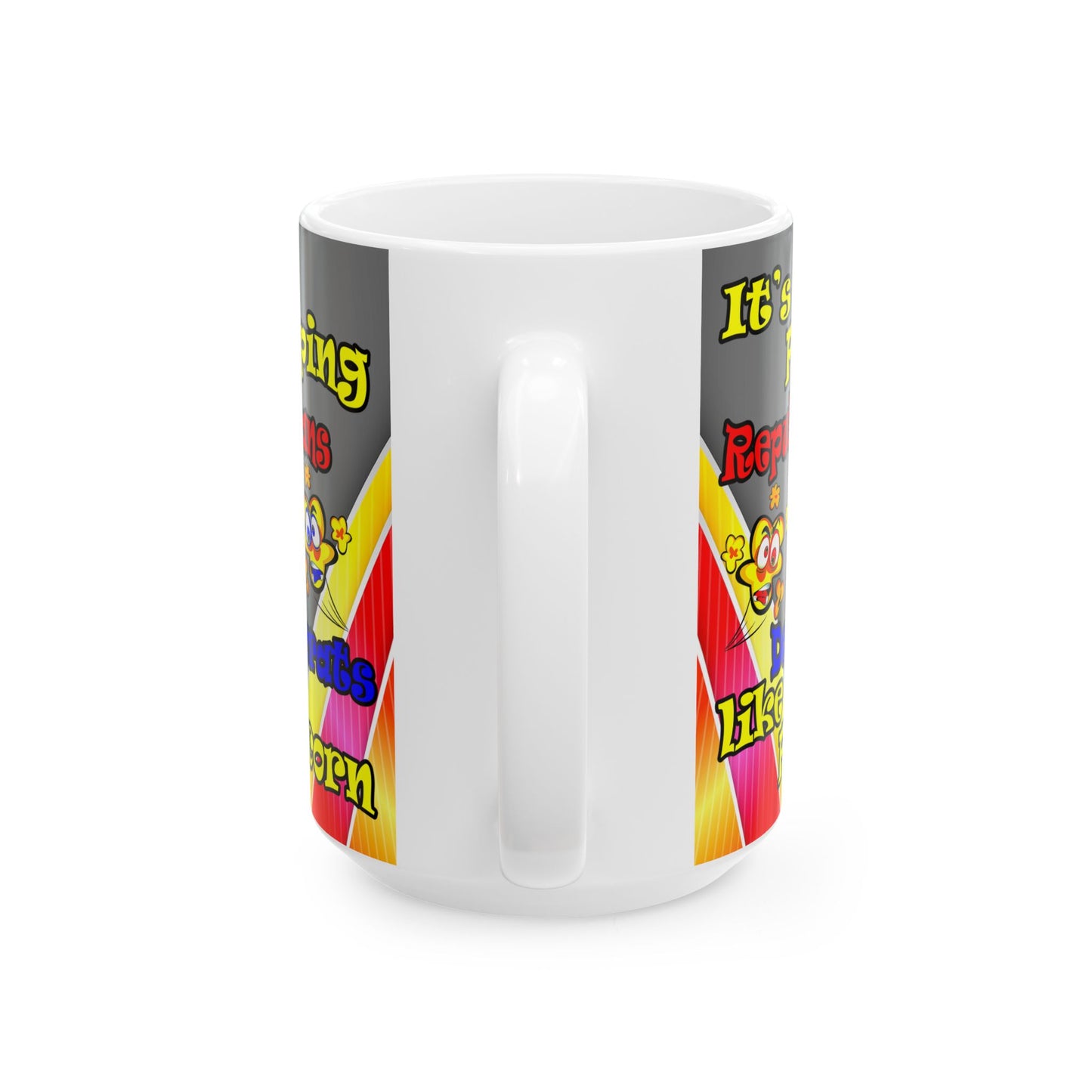 popping like popcorn - White Mug (rainbow split)