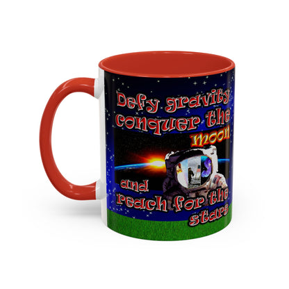 defy conquer reach - Accent Mug ('snoops' background)