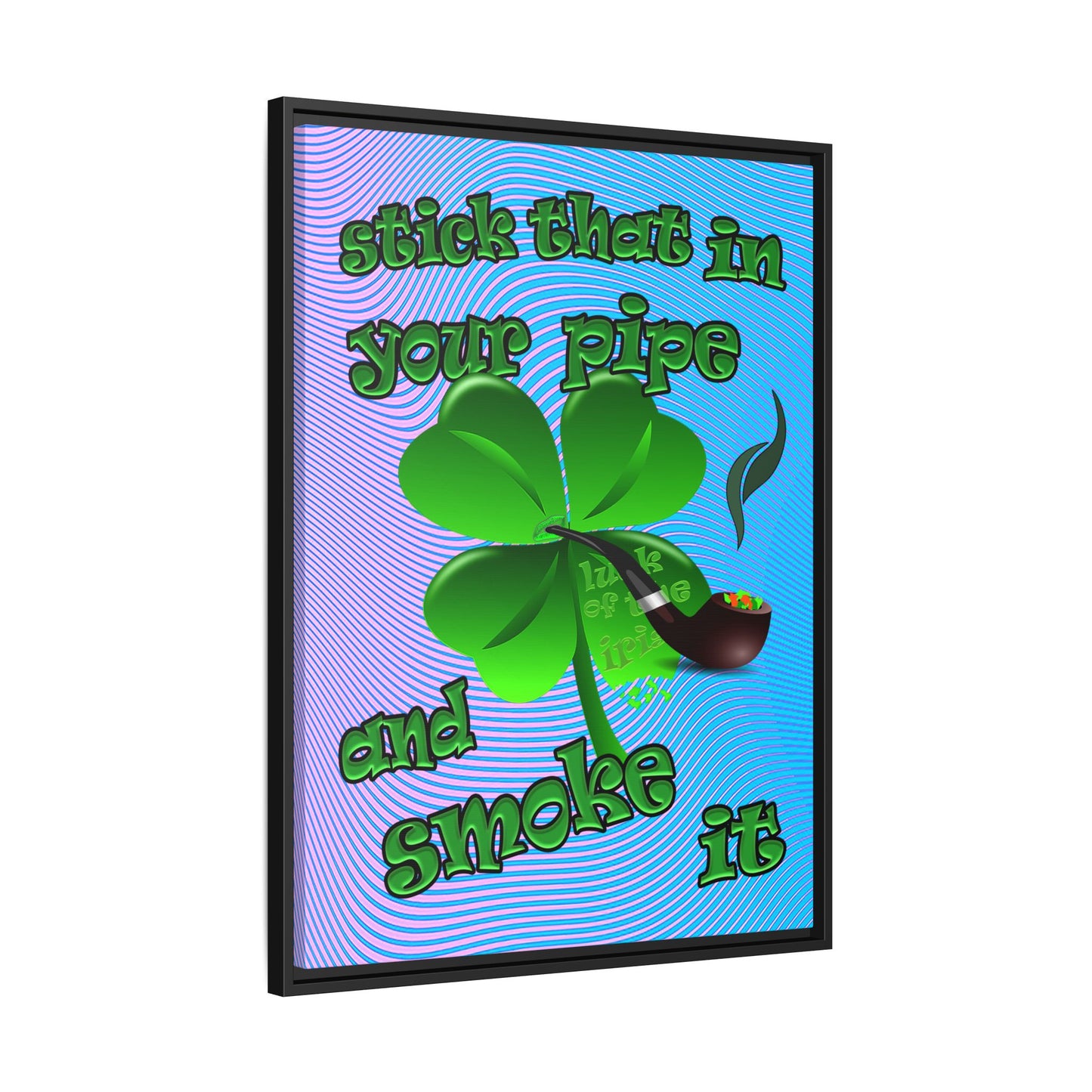 stick that in your pipe and smoke it - framed canvas art (light blue-purple wave)