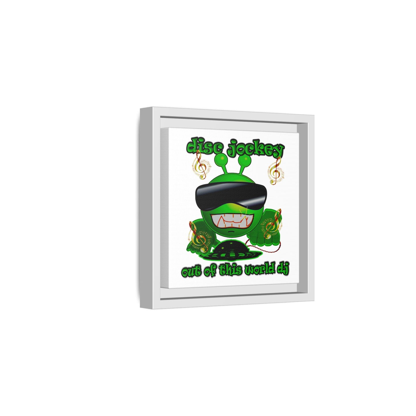 disc jockey - framed canvas art (white)