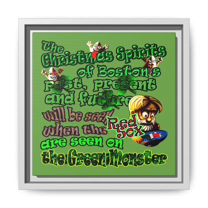 christmas spirits of boston - framed canvas art (green)