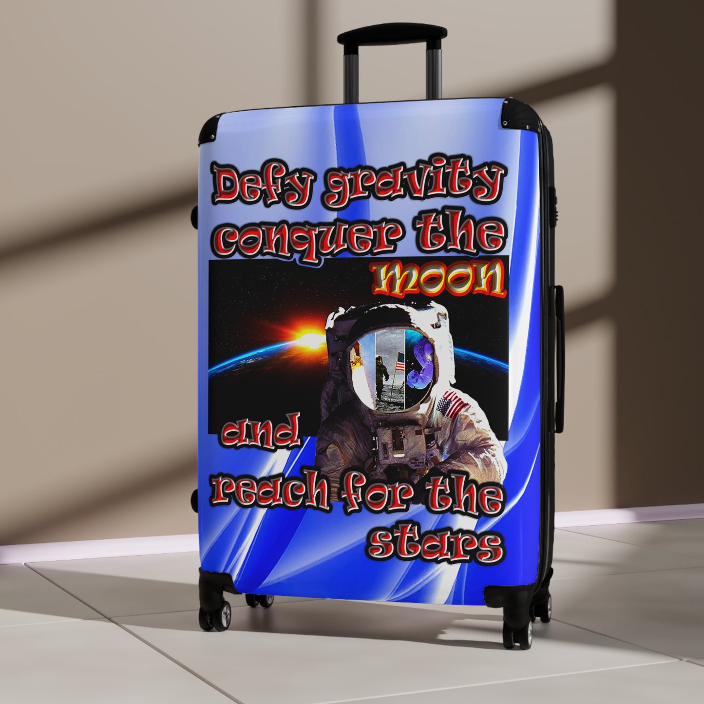 defy conquer reach - Suitcase (blue-white wave)