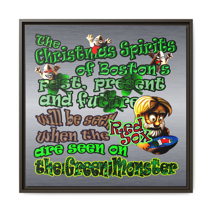 christmas spirits of boston - framed canvas art (brushed nickel)