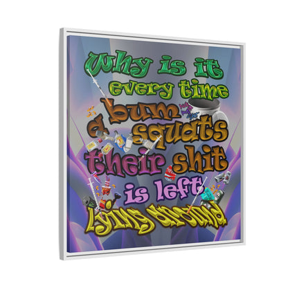 the bum's shit - framed canvas art (grey-pink wave)