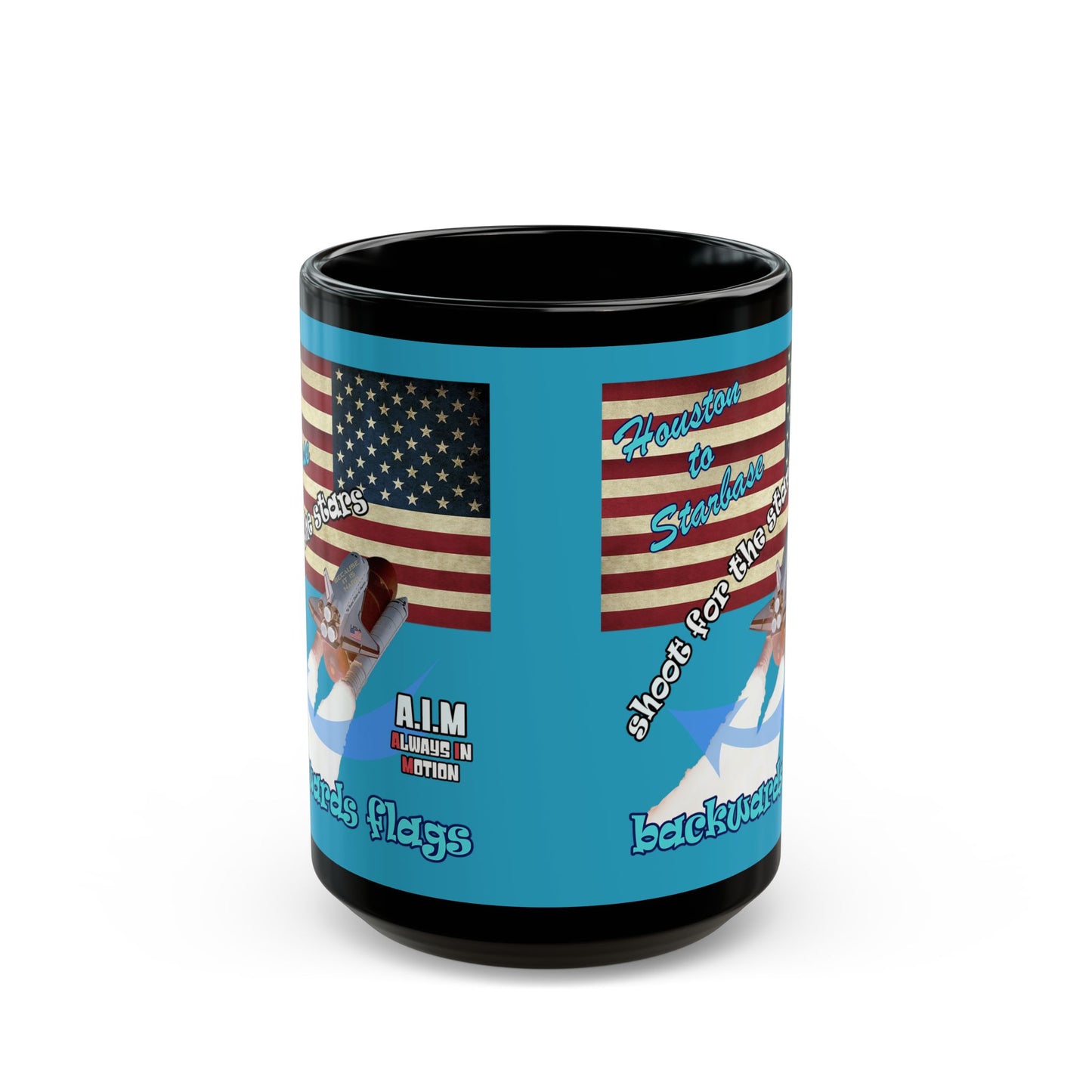 shoot for the stars - Black Mug (turquoise)