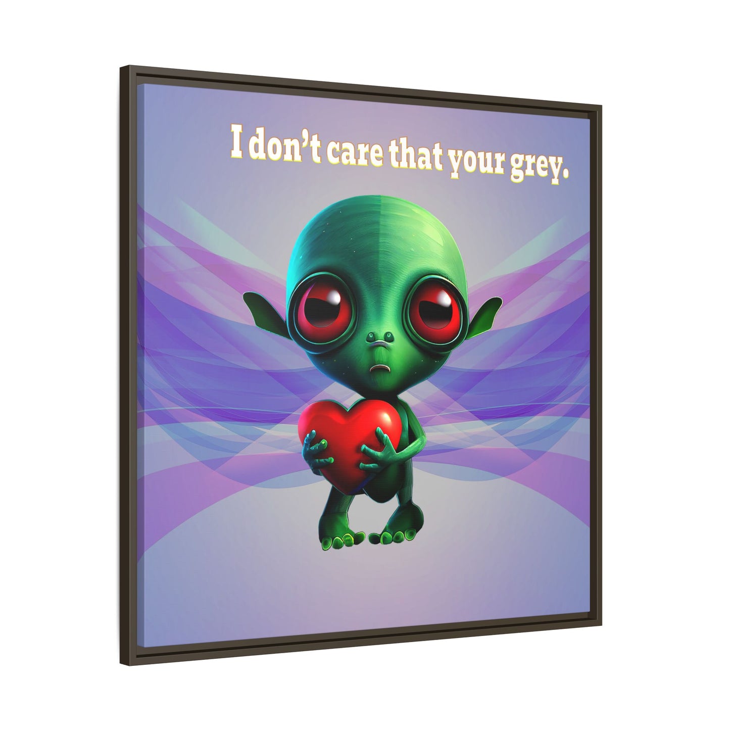 I don't care that your grey - framed canvas art (light blue-pink wave)