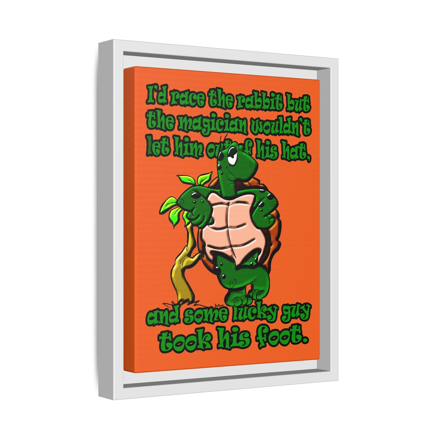 turtle race - framed canvas art (orange)