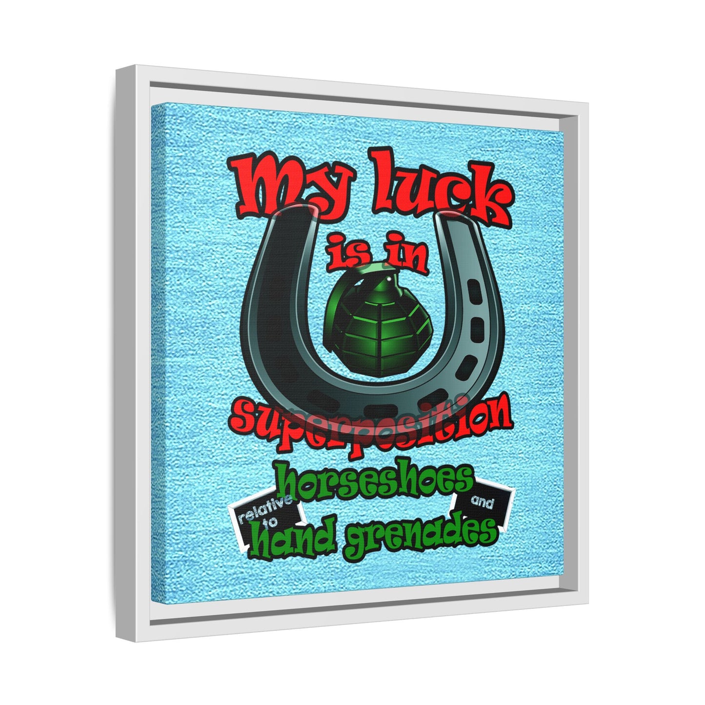 my luck - framed canvas art (faded blue)