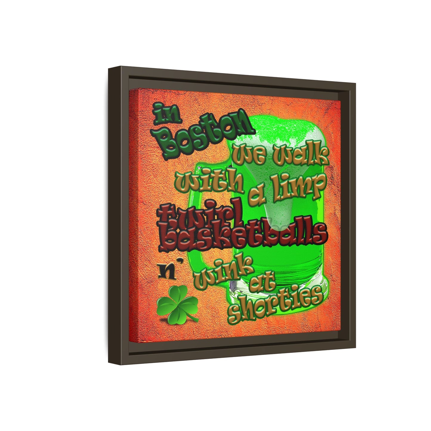 celtics logo - framed canvas art (burnt orange)