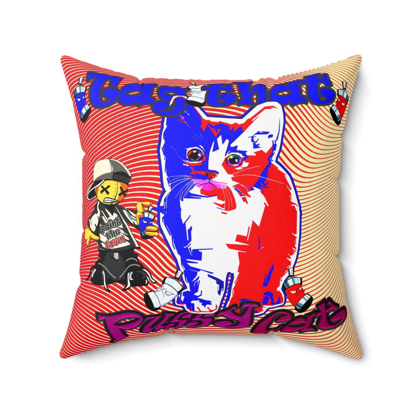 tag that - Spun Polyester Square Pillow - (yellow-orange wave)