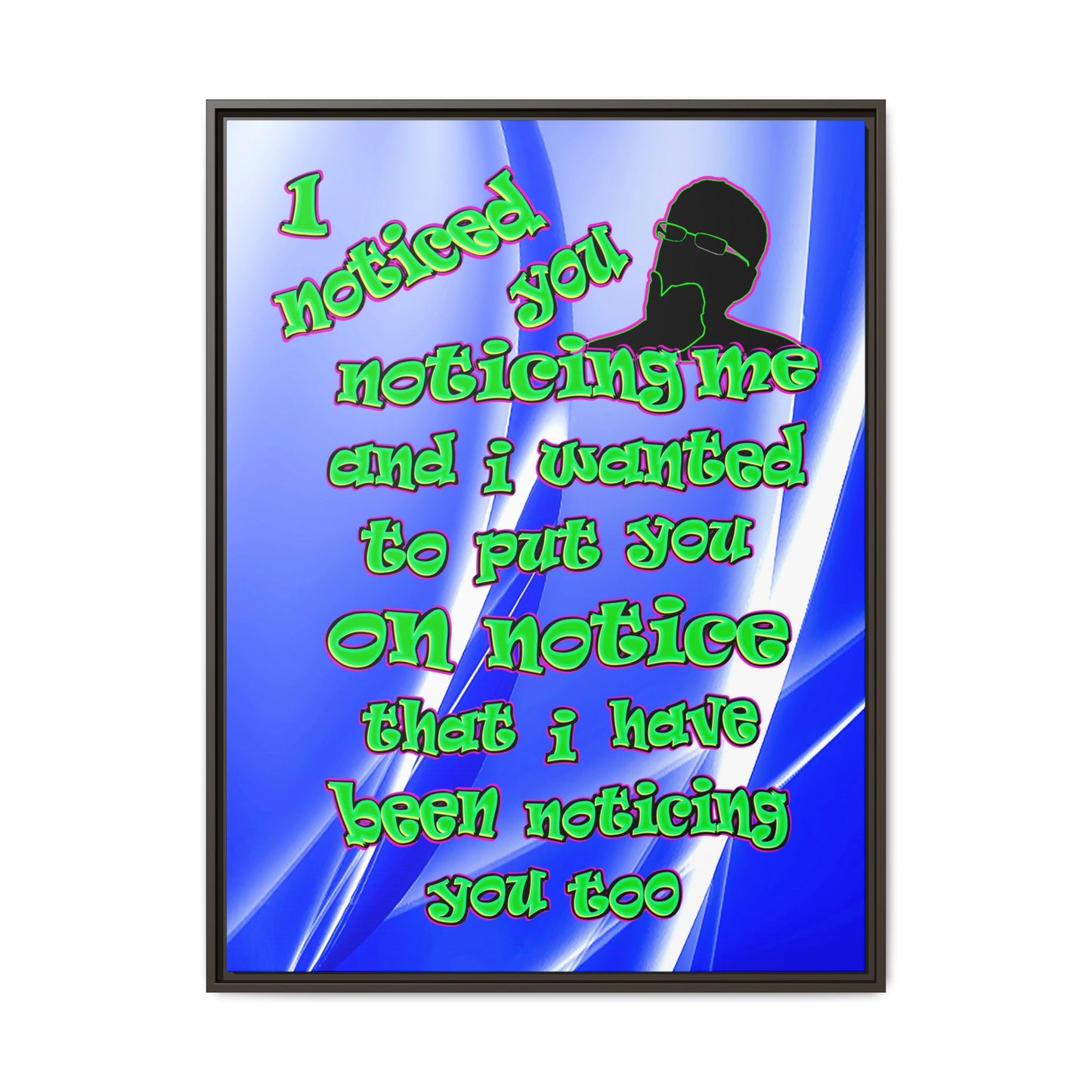 noticed you noticing - framed canvas art (blue-white wave)