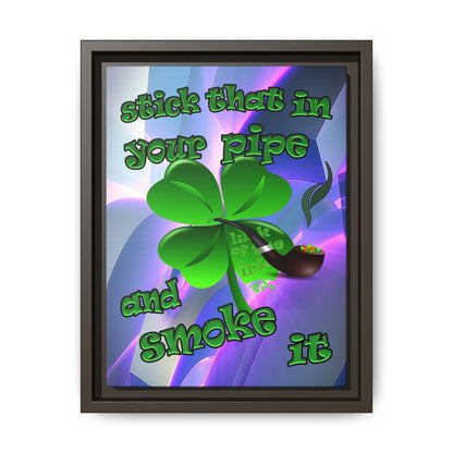 stick that in your pipe and smoke it - framed canvas art (grey-pink wave)