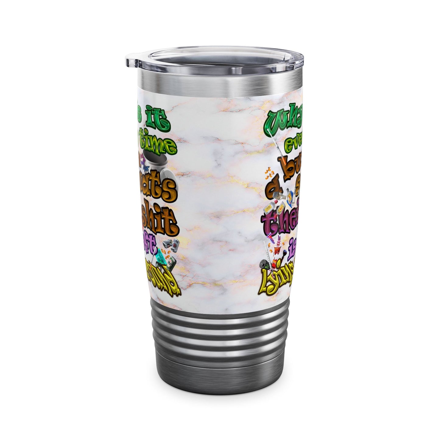 the bum's shit - Ringneck Tumbler, 20oz (white marble)