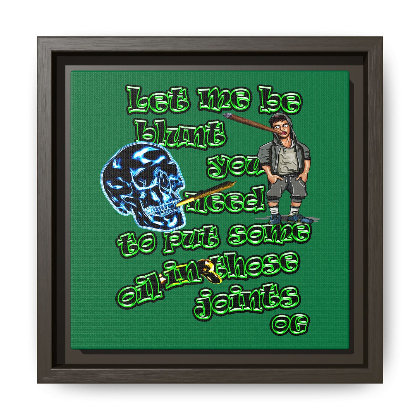 og - framed canvas art (dark green)
