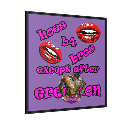 hoes b4 bros - framed canvas art (light purple)