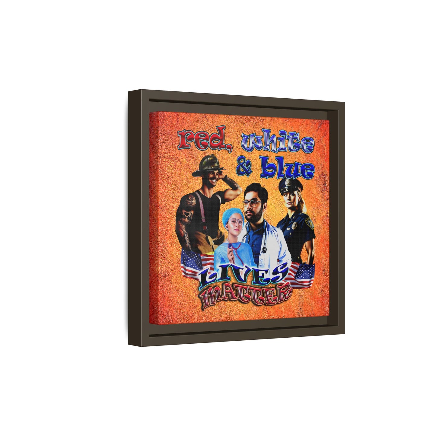 rw&b lives matter - framed canvas art (burnt orange)