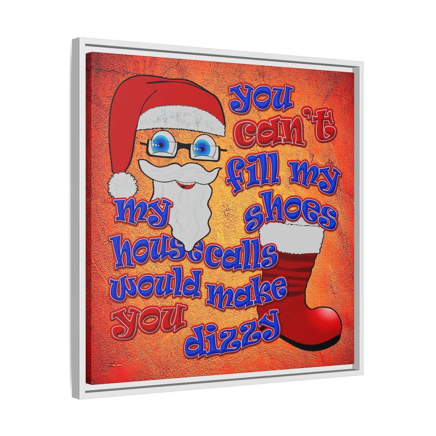 santa's shoes - framed canvas art (burnt orange)