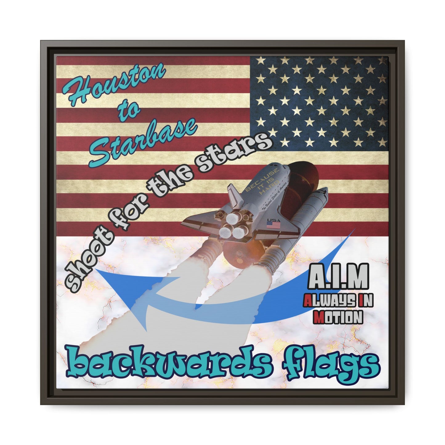 shoot for the stars - framed canvas art (white marble)