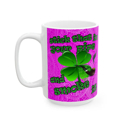celtics logo - White Mug (pink swirl)