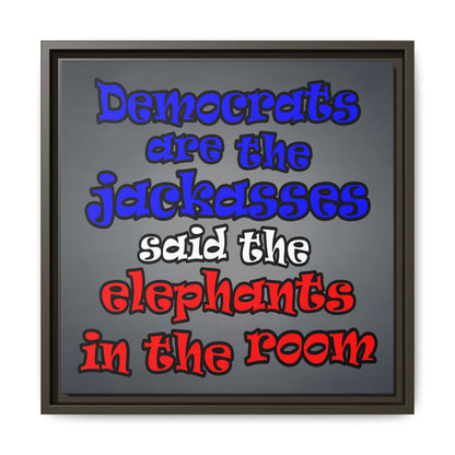 donkeys and elephants - framed canvas art (grey-light grey)