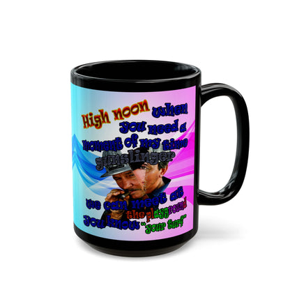 high noon - Black Mug (light blue-pink wave)