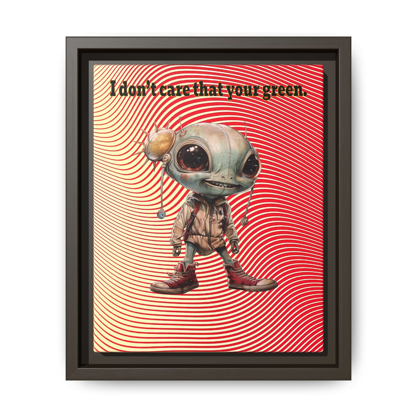 I don't care that your green - framed canvas art (yellow-orange wave)