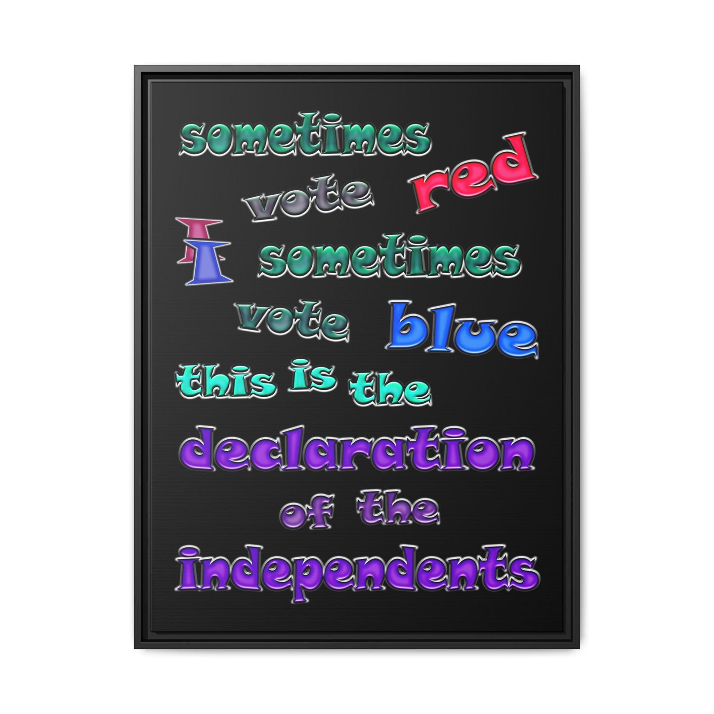 declaration of the independents - framed canvas art (black)