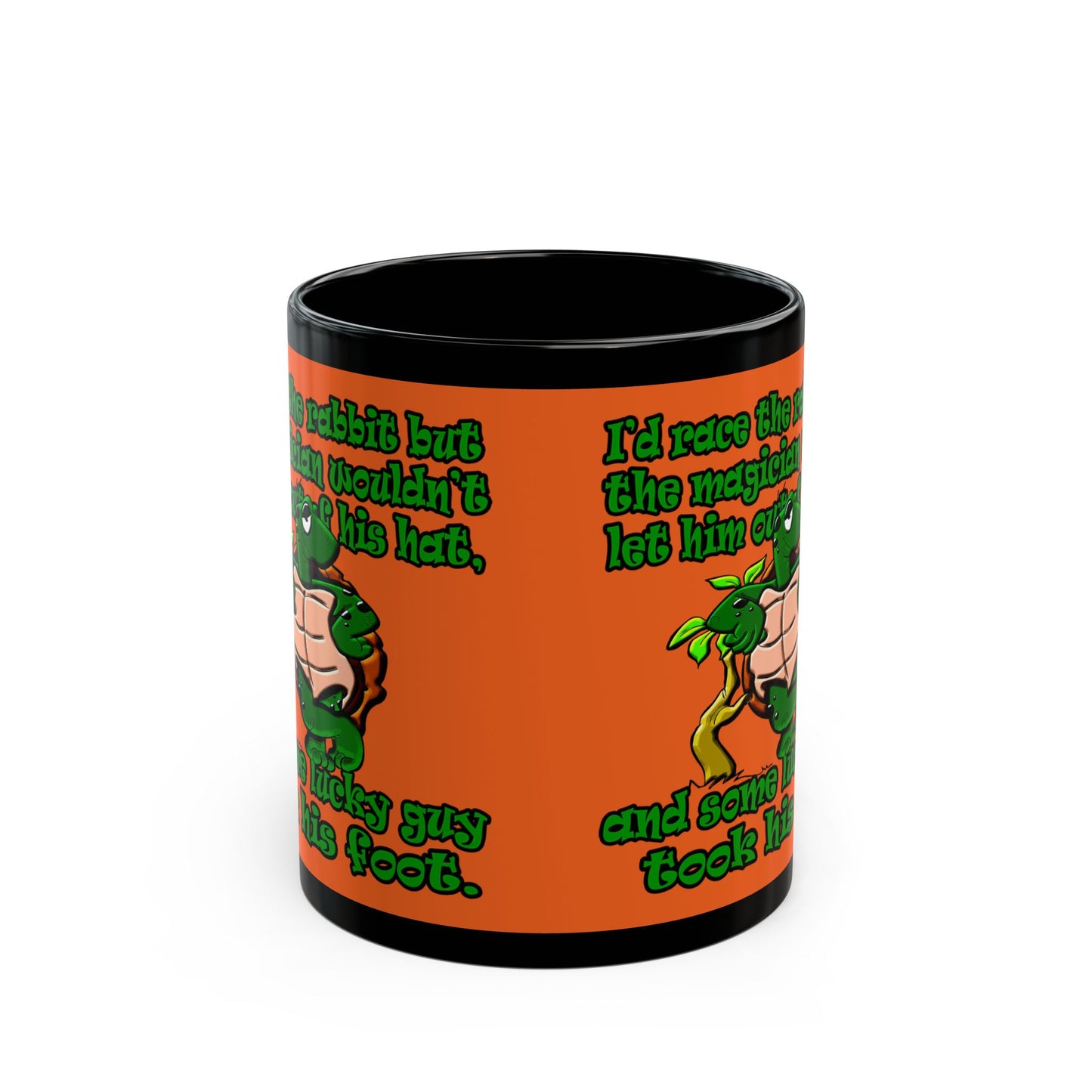 turtle race - Black Mug (orange)