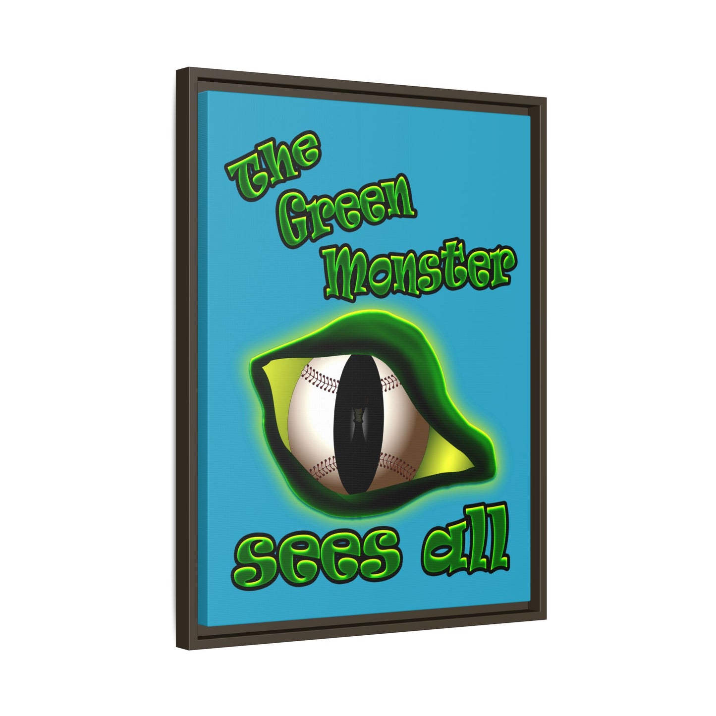 green monster - framed canvas art (turquoise)
